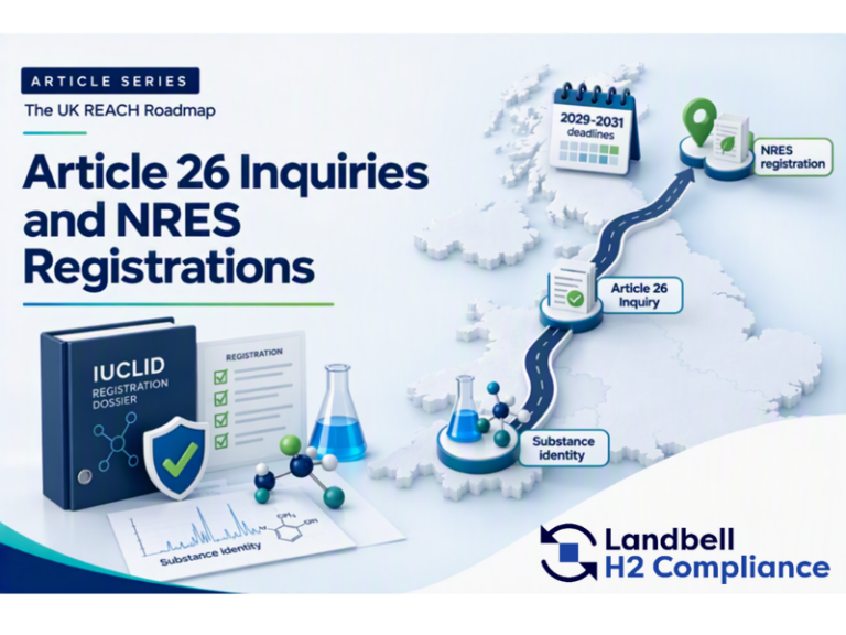 UK REACH Article 26 inquiry and NRES registration process for chemical regulatory compliance in Great Britain.